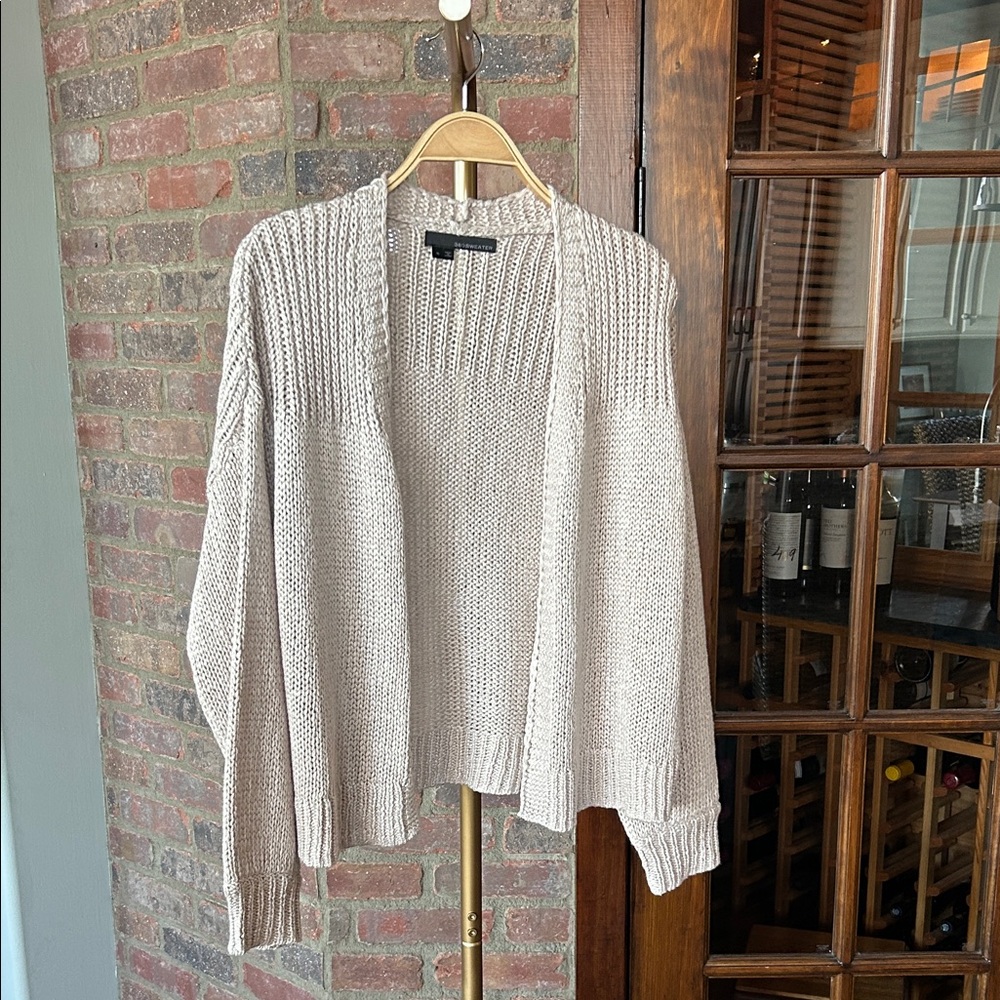 360 Sweater  Open-Front Cardigan silk/linen blend Dune NWOT